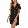image:imageEkouaer Nightgowns for Women Button Down Night Gown Short Sleeve SleepshirtBlack