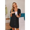 image:imageEkouaer Nightgowns for Women Button Down Night Gown Short Sleeve SleepshirtBlack