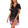 image:imageEkouaer Nightgowns for Women Button Down Night Gown Short Sleeve SleepshirtBlack Pink Floral