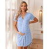 image:imageEkouaer Nightgowns for Women Button Down Night Gown Short Sleeve SleepshirtBlue Bow