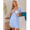 image:imageEkouaer Nightgowns for Women Button Down Night Gown Short Sleeve SleepshirtBlue Bow