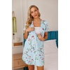 image:imageEkouaer Nightgowns for Women Button Down Night Gown Short Sleeve SleepshirtBlue Floral