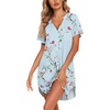 image:imageEkouaer Nightgowns for Women Button Down Night Gown Short Sleeve SleepshirtBlue Floral