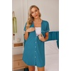 image:imageEkouaer Nightgowns for Women Button Down Night Gown Short Sleeve SleepshirtBlue Green