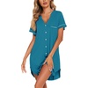 image:imageEkouaer Nightgowns for Women Button Down Night Gown Short Sleeve SleepshirtBlue Green