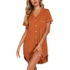 image:imageEkouaer Nightgowns for Women Button Down Night Gown Short Sleeve SleepshirtCamel