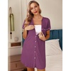 image:imageEkouaer Nightgowns for Women Button Down Night Gown Short Sleeve SleepshirtDeep Purple
