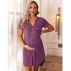 image:imageEkouaer Nightgowns for Women Button Down Night Gown Short Sleeve SleepshirtDeep Purple