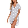 image:imageEkouaer Nightgowns for Women Button Down Night Gown Short Sleeve SleepshirtGrey Star