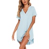 image:imageEkouaer Nightgowns for Women Button Down Night Gown Short Sleeve SleepshirtLight Blue