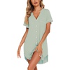 image:imageEkouaer Nightgowns for Women Button Down Night Gown Short Sleeve SleepshirtLight Green
