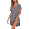 image:imageEkouaer Nightgowns for Women Button Down Night Gown Short Sleeve SleepshirtMight Grey