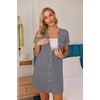 image:imageEkouaer Nightgowns for Women Button Down Night Gown Short Sleeve SleepshirtMight Grey