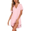 image:imageEkouaer Nightgowns for Women Button Down Night Gown Short Sleeve SleepshirtMisty Rose