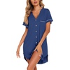 image:imageEkouaer Nightgowns for Women Button Down Night Gown Short Sleeve SleepshirtNavy