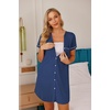 image:imageEkouaer Nightgowns for Women Button Down Night Gown Short Sleeve SleepshirtNavy
