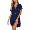 image:imageEkouaer Nightgowns for Women Button Down Night Gown Short Sleeve SleepshirtNavy Blue
