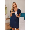 image:imageEkouaer Nightgowns for Women Button Down Night Gown Short Sleeve SleepshirtNavy Blue