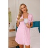 image:imageEkouaer Nightgowns for Women Button Down Night Gown Short Sleeve SleepshirtPink Stripe