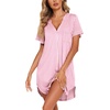 image:imageEkouaer Nightgowns for Women Button Down Night Gown Short Sleeve SleepshirtPink Stripe