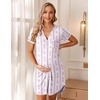 image:imageEkouaer Nightgowns for Women Button Down Night Gown Short Sleeve SleepshirtPurple Floral