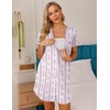 image:imageEkouaer Nightgowns for Women Button Down Night Gown Short Sleeve SleepshirtPurple Floral