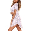 image:imageEkouaer Nightgowns for Women Button Down Night Gown Short Sleeve SleepshirtPurple Floral