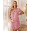 image:imageEkouaer Nightgowns for Women Button Down Night Gown Short Sleeve SleepshirtRed Stripe With Star