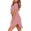 image:imageEkouaer Nightgowns for Women Button Down Night Gown Short Sleeve SleepshirtRed Stripe With Star