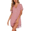 image:imageEkouaer Nightgowns for Women Button Down Night Gown Short Sleeve SleepshirtRed Stripe With Star