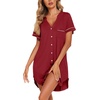 image:imageEkouaer Nightgowns for Women Button Down Night Gown Short Sleeve SleepshirtWine Red