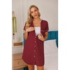 image:imageEkouaer Nightgowns for Women Button Down Night Gown Short Sleeve SleepshirtWine Red
