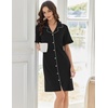 image:imageEkouaer Nightgowns for Women Button Down Sleep Shirt Boyfriend Pajama DressBlack