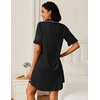 image:imageEkouaer Nightgowns for Women Button Down Sleep Shirt Boyfriend Pajama DressBlack