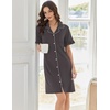 image:imageEkouaer Nightgowns for Women Button Down Sleep Shirt Boyfriend Pajama DressDark Grey