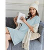 image:imageEkouaer Nightgowns for Women Button Down Sleep Shirt Boyfriend Pajama DressLight Blue