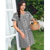 image:imageEkouaer Nightgowns for Women Cotton House Dress with Pockets Button DusterBlack White Flowers