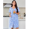 image:imageEkouaer Nightgowns for Women Cotton House Dress with Pockets Button DusterBlue Birds