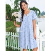 image:imageEkouaer Nightgowns for Women Cotton House Dress with Pockets Button DusterBlue Flowers
