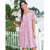 image:imageEkouaer Nightgowns for Women Cotton House Dress with Pockets Button DusterFloral Pink