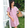 image:imageEkouaer Nightgowns for Women Cotton House Dress with Pockets Button DusterFloral Pink