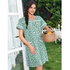 image:imageEkouaer Nightgowns for Women Cotton House Dress with Pockets Button DusterGreen White Florals