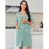 image:imageEkouaer Nightgowns for Women Cotton House Dress with Pockets Button DusterGreen White Florals