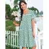 image:imageEkouaer Nightgowns for Women Cotton House Dress with Pockets Button DusterGreen White Florals