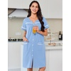 image:imageEkouaer Nightgowns for Women Cotton House Dress with Pockets Button DusterLight Blue