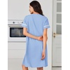 image:imageEkouaer Nightgowns for Women Cotton House Dress with Pockets Button DusterLight Blue