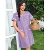 image:imageEkouaer Nightgowns for Women Cotton House Dress with Pockets Button DusterLight Purple