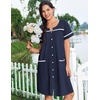 image:imageEkouaer Nightgowns for Women Cotton House Dress with Pockets Button DusterNavy Blue