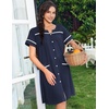 image:imageEkouaer Nightgowns for Women Cotton House Dress with Pockets Button DusterNavy Blue