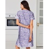 image:imageEkouaer Nightgowns for Women Cotton House Dress with Pockets Button DusterPurple Dots